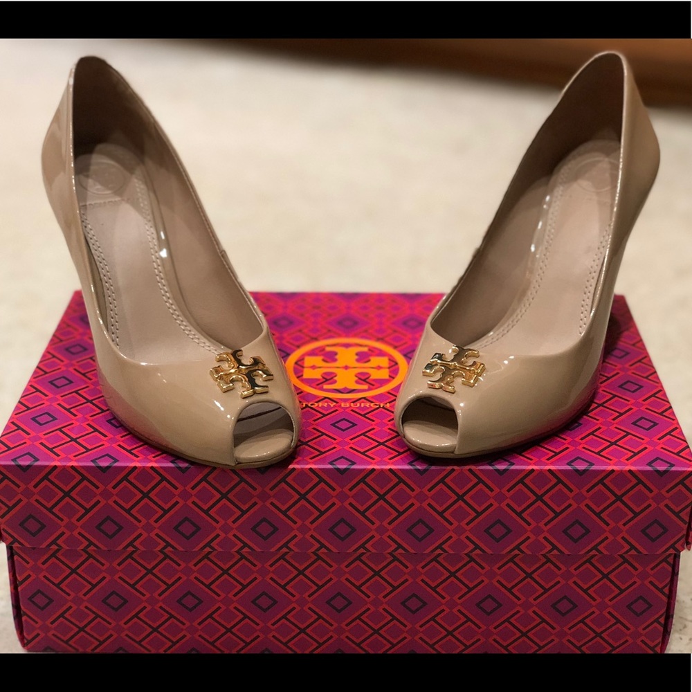 ❌SOLD❌ Tory Burch Black Jade 85MM Open toe Wedge